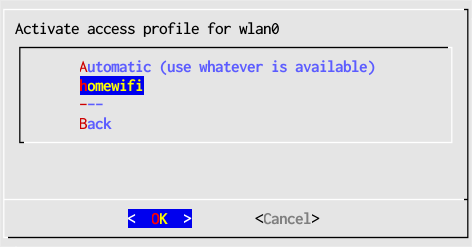 image of Network Setup activate wireless profile.