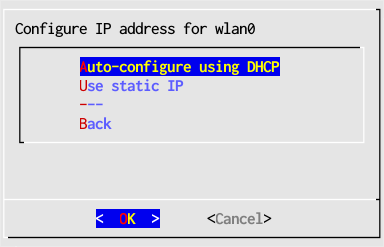 image of Network Setup wifi with DHCP